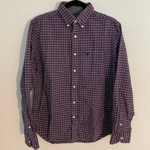 American Eagle Men’s Navy & Pink Button Down - Medium